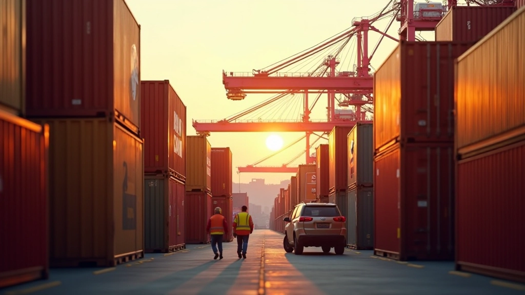 Professionelle Aufnahme eines Handelszentrums mit internationalen Containern und Frachtlogistik