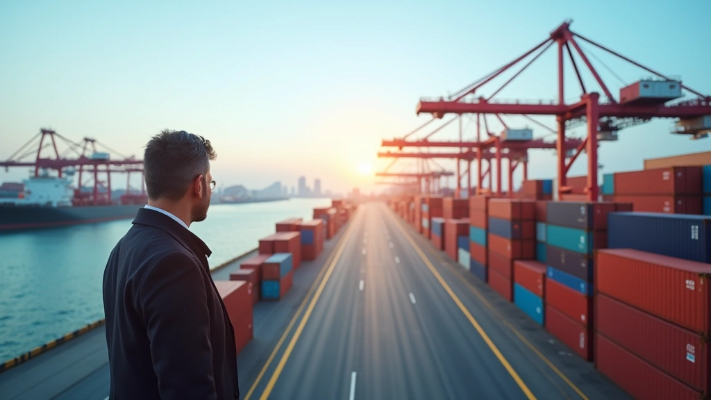 Globale Handelsrouten und Logistik-Netzwerk mit containerisiertem Frachtverkehr über Kontinente hinweg